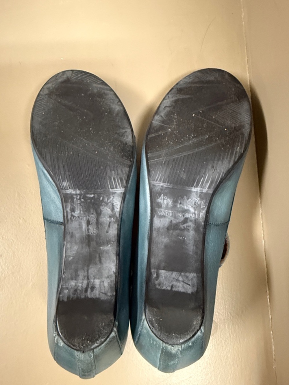 Miz Mooz Teal Blue T-Strap Wedge Shoes - Picture 7 of 9